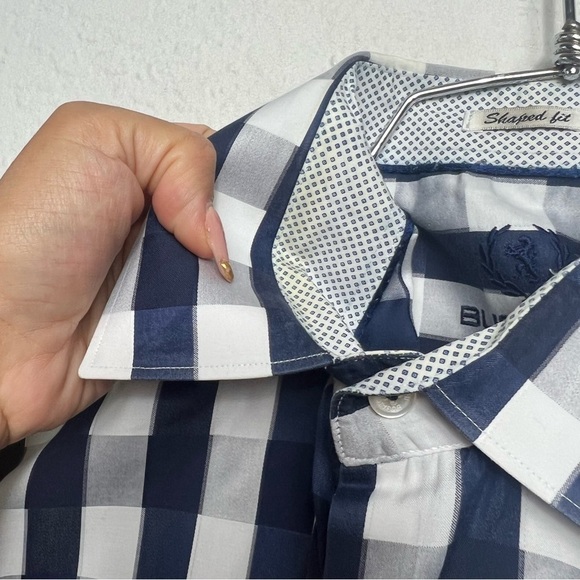 Bugatchi Uomo Navy and White Checkered Shirt - Picture 6 of 11